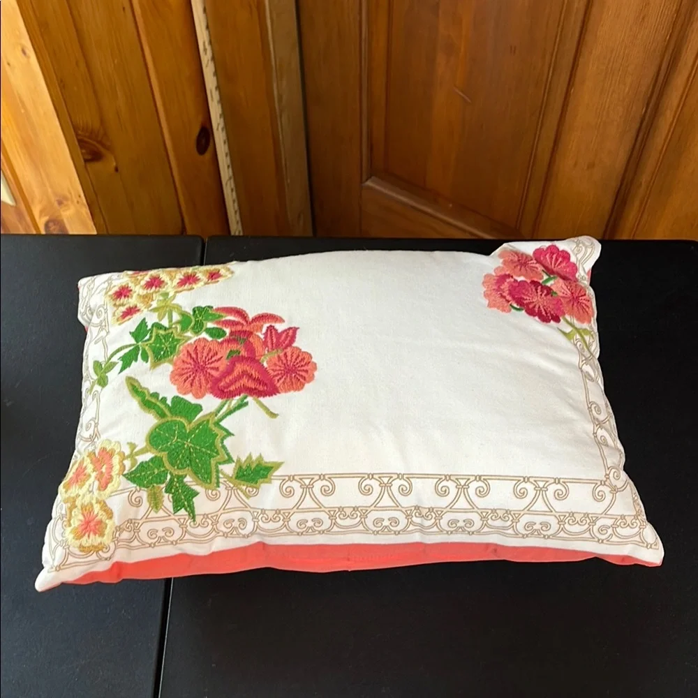 Pier 1 Decorative Accent Floral Embroidered Pillow 12